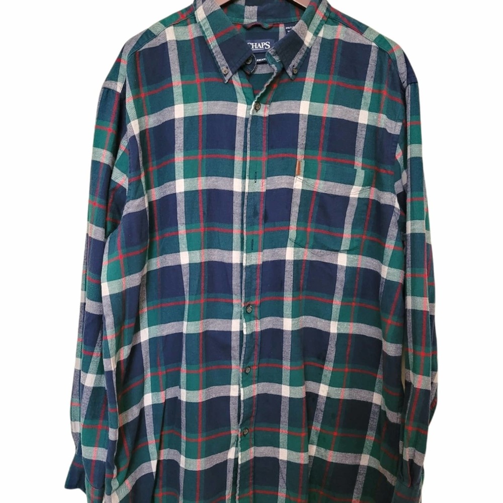 Chaps Plaid Button Down Flannel 2xl - image 1